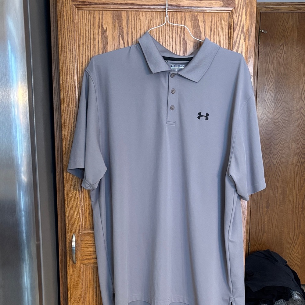 Under Armour Men's Steel Gray Polo Shirt, XXL, Like New